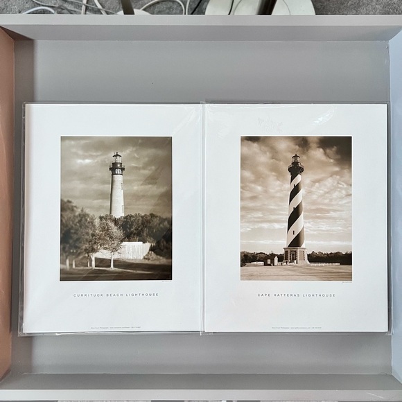 ๐ 2 Sepia Lighthouse Photographs on 8โx10โ Mat Board Wall Art by Steve Exum - Picture 1 of 6